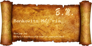 Benkovits Mária névjegykártya