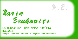 maria benkovits business card